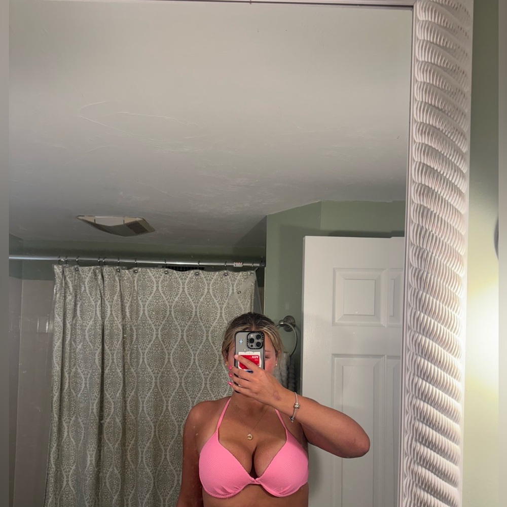 Ron John Surf Shop Neon Pink Ribbed underwire Bikini top